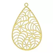 47x30mm Openwork drop pendant - Raw brass x1