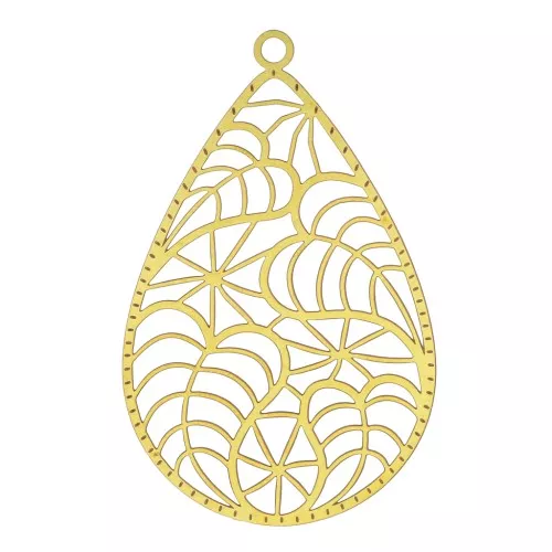 47x30mm Openwork drop pendant - Raw brass x1