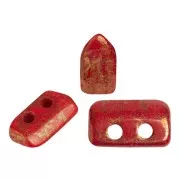 2x5mm Piros® Glass beads by Puca® - Opaque Red Coral Bronze x10g