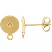8 mm disc earstuds with closed ring - 304L gold-plated stainless steel x2