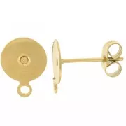 8 mm disc earstuds with closed ring - 304L gold-plated stainless steel x2