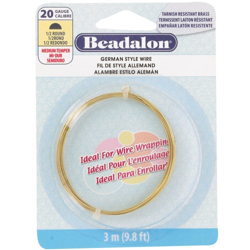 0.81 mm Half-Round Brass Wire - German Style Wire - Tarnish-Resistant x3m