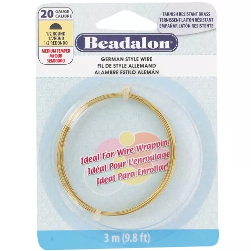 0.81 mm Half-Round Brass Wire - German Style Wire - Tarnish-Resistant x3m
