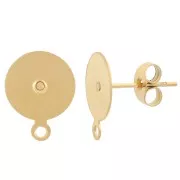 Disc earstuds 10 mm with closed ring - Stainless steel 303L Gold x2