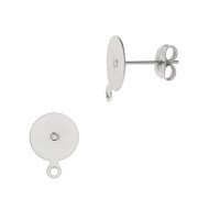 8mm 304 Stainless steel disk earstuds with closed ring x2|raw }}