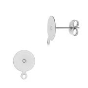 8mm 304 Stainless steel disk earstuds with closed ring x2