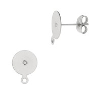 10mm 304 Stainless steel disk earstuds with closed ring x2