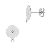 10mm 304 Stainless steel disk earstuds with closed ring x2