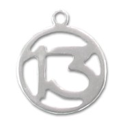 Silver Number 13 charm 15mm x1