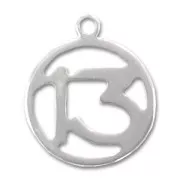 Silver Number 13 charm 15mm x1