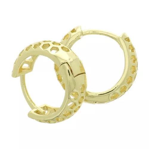 16mm Leverback earrings - Honeycomb - Gold Tone x2