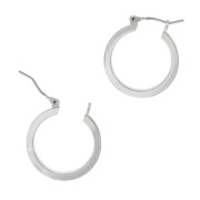 20mm Leverback hoop earrings to decorate with edge - Rhodium Tone x2