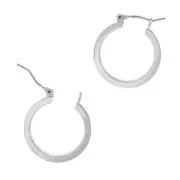 20mm Leverback hoop earrings to decorate with edge - Rhodium Tone x2