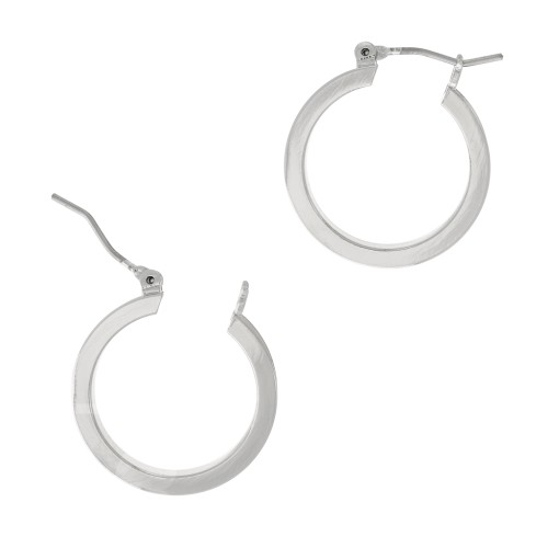 20mm Leverback hoop earrings to decorate with edge - Rhodium Tone x2