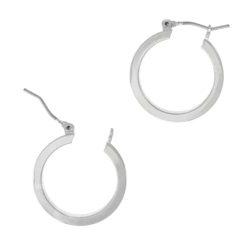 20mm Leverback hoop earrings to decorate with edge - Rhodium Tone x2