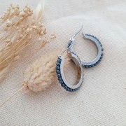 20mm Leverback hoop earrings to decorate with edge - Rhodium Tone x2