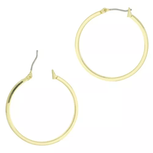 32mm Leverback hoop earrings to decorate with edge - Gold Tone x2