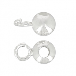 Silver beads to dangle charms 10x6mm x4