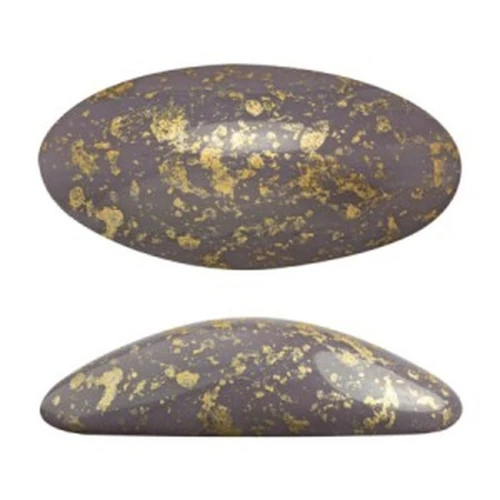 20x10mm Athos 3D by Puca® oval glass cabochon - Opaque Amethyst Gold Splash x1