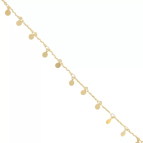 Fancy mesh chain with 7.5 mm bead - Gold x 20cm