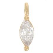 7x2mm Mini charm with  zirconium oxide and open ring - Gold plated - Crystal x1|raw }}