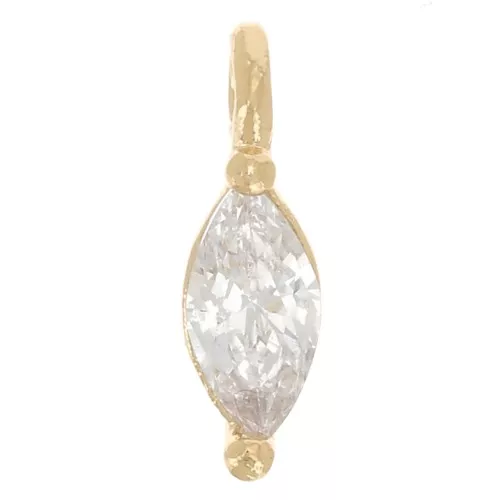 7x2mm Mini charm with zirconium oxide and open ring - Gold plated - Crystal x1