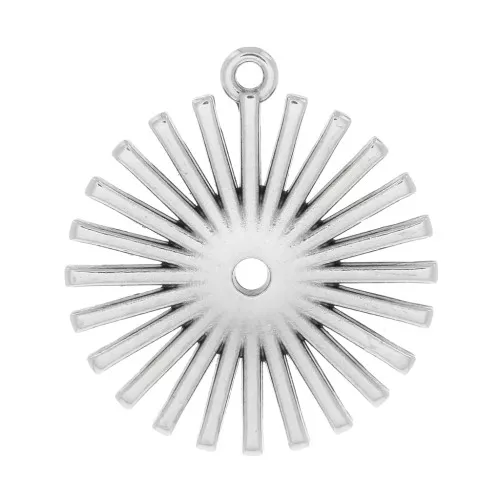 29x26mm Zamac sun pendant - Antique Silver Plating x1