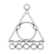 30x24mm Triangle Connector/pendant with 5 rings - Antique Silver Plating x1