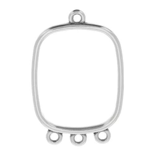 30x23mm Rectangle Connector/pendant with 3 rings - Antique Silver Plating x1