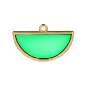 18.5x30mm Epoxy resin half-circle pendant stained glass effect - Gold - Green x1