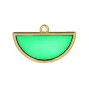 18.5x30mm Epoxy resin half-circle pendant stained glass effect - Gold - Green x1