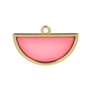 18.5x30mm Epoxy resin half-circle pendant stained glass effect - Gold Tone - Redx1