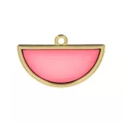 18.5x30mm Epoxy resin half-circle pendant stained glass effect - Gold Tone - Redx1