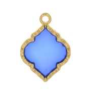 22.5x16mm Oriental shape stained glass effect Pendant - Gold Tone - Blue x1|raw }}