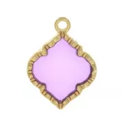 22.5x16mm Oriental shape stained glass effect Pendant - Gold Tone - Purple x1