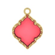 22.5x16mm Oriental shape stained glass effect Pendant - Gold Tone - Red x1|raw }}