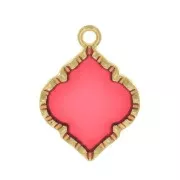22.5x16mm Oriental shape stained glass effect Pendant - Gold Tone - Red x1