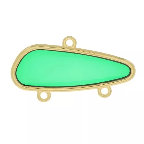 18x35mm Geometrical pendant epoxy resin stained glass effect - Gold - Green x1