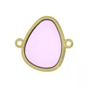 19x20mm Drop spacer 2 rings epoxy resin stained glass effect Golden - Violet x1