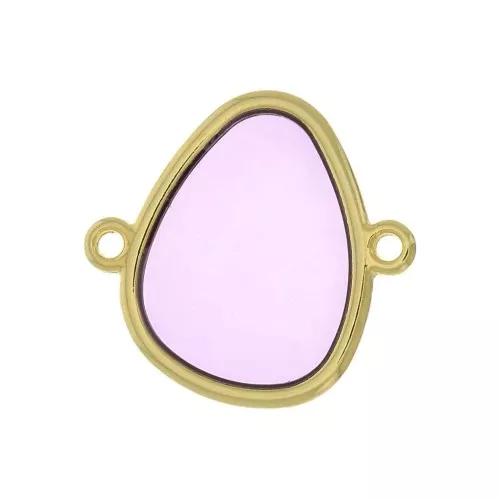 19x20mm Drop spacer 2 rings epoxy resin stained glass effect Golden - Violet x1