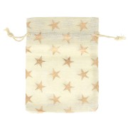 95x135mm Star pattern cotton pouch for jewellery - Beige - Rose Gold x1