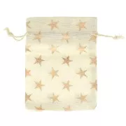 95x135mm Star pattern cotton pouch for jewellery - Beige - Rose Gold x1