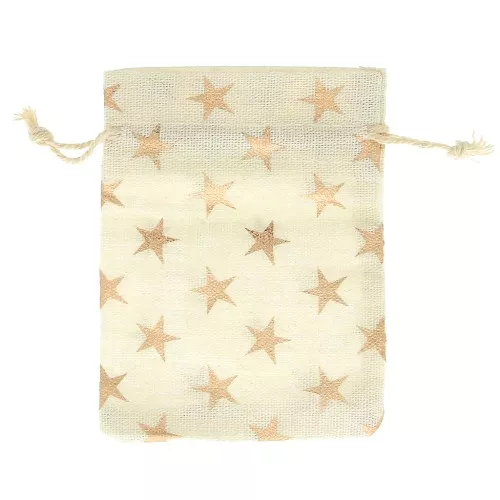95x135mm Star pattern cotton pouch for jewellery - Beige - Rose Gold x1