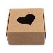 7.5x7.5x3cm Self-assembly cardboard gift box with heart pattern - Kraft x1|raw }}