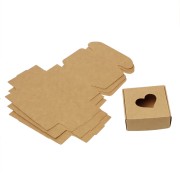 7.5x7.5x3cm Self-assembly cardboard gift box with heart pattern - Kraft x1