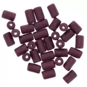 5x8mm Heishi style ceramic tube beads - Plum mat x10