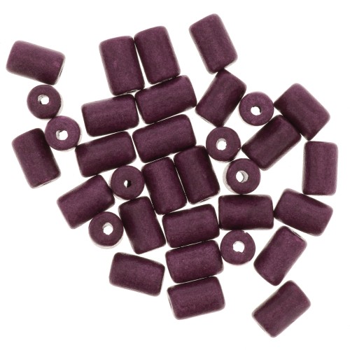 5x8mm Heishi style ceramic tube beads - Plum mat x10