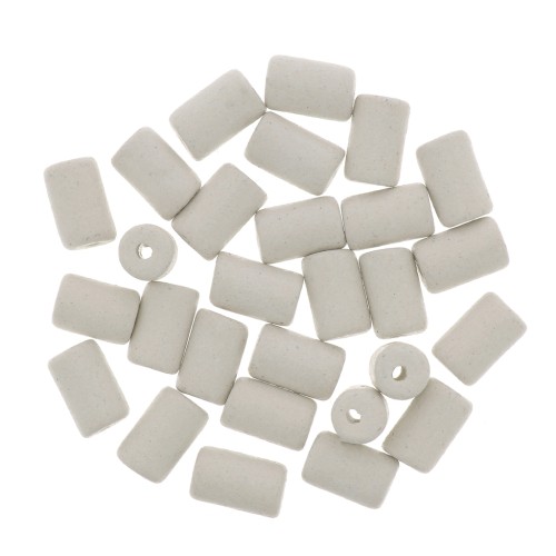 5x8mm Heishi style ceramic tube beads - White mat x10