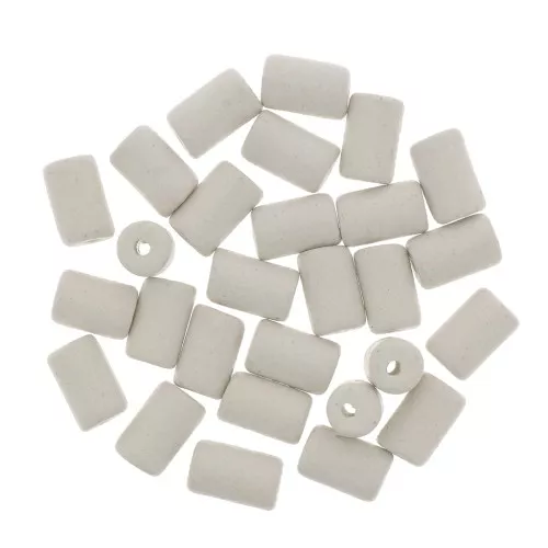 5x8mm Heishi style ceramic tube beads - White mat x10