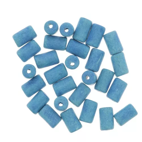 5x8mm Heishi style ceramic tube beads - Blue mat x10